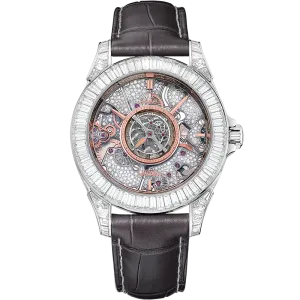 Omega De Ville Tourbillon 38.7 mm, platinum on leather strap