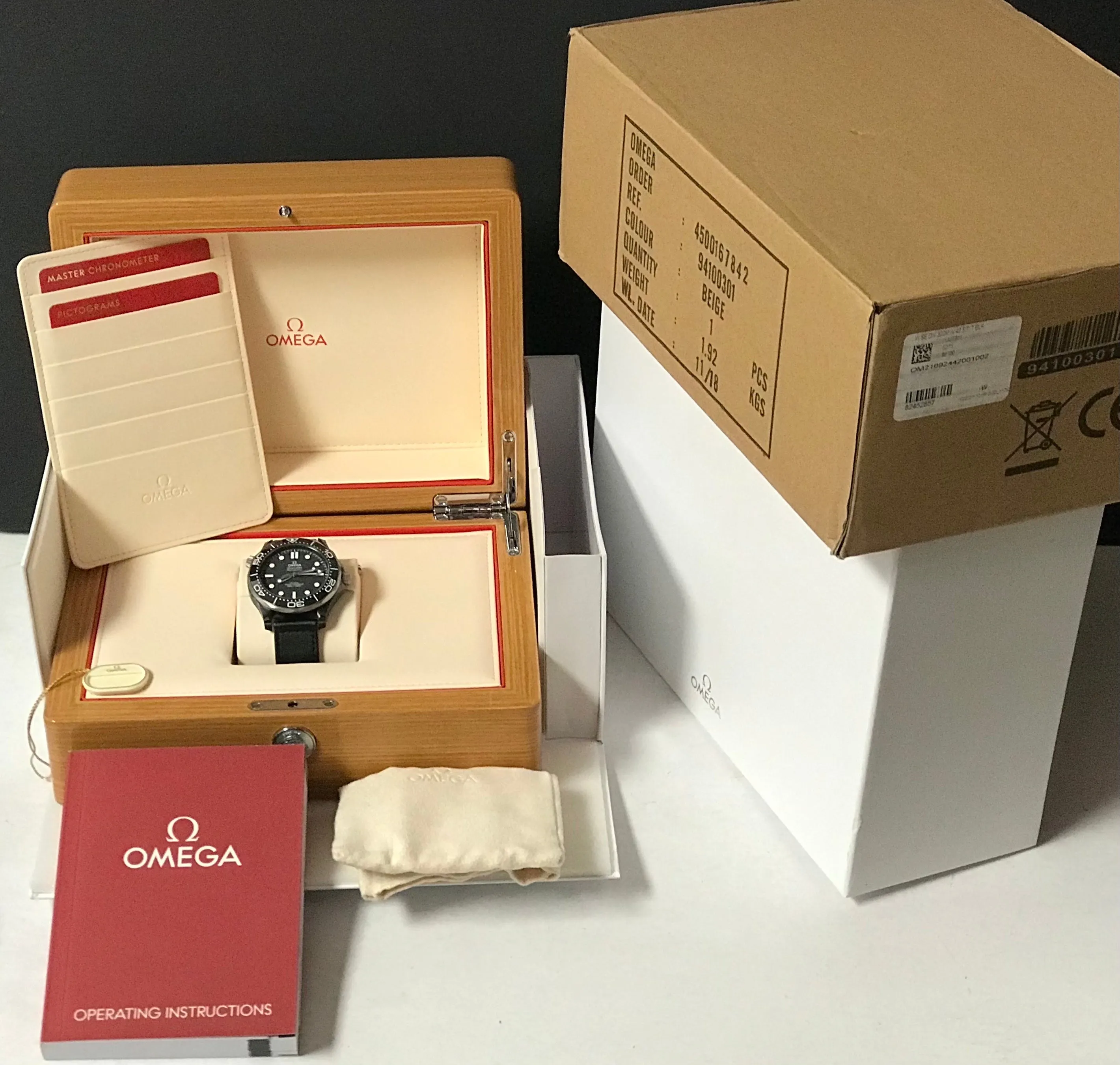 Omega Seamaster Diver 300M 210.92.44.20.01.002 Black Wave Dial Automatic Men's Watch