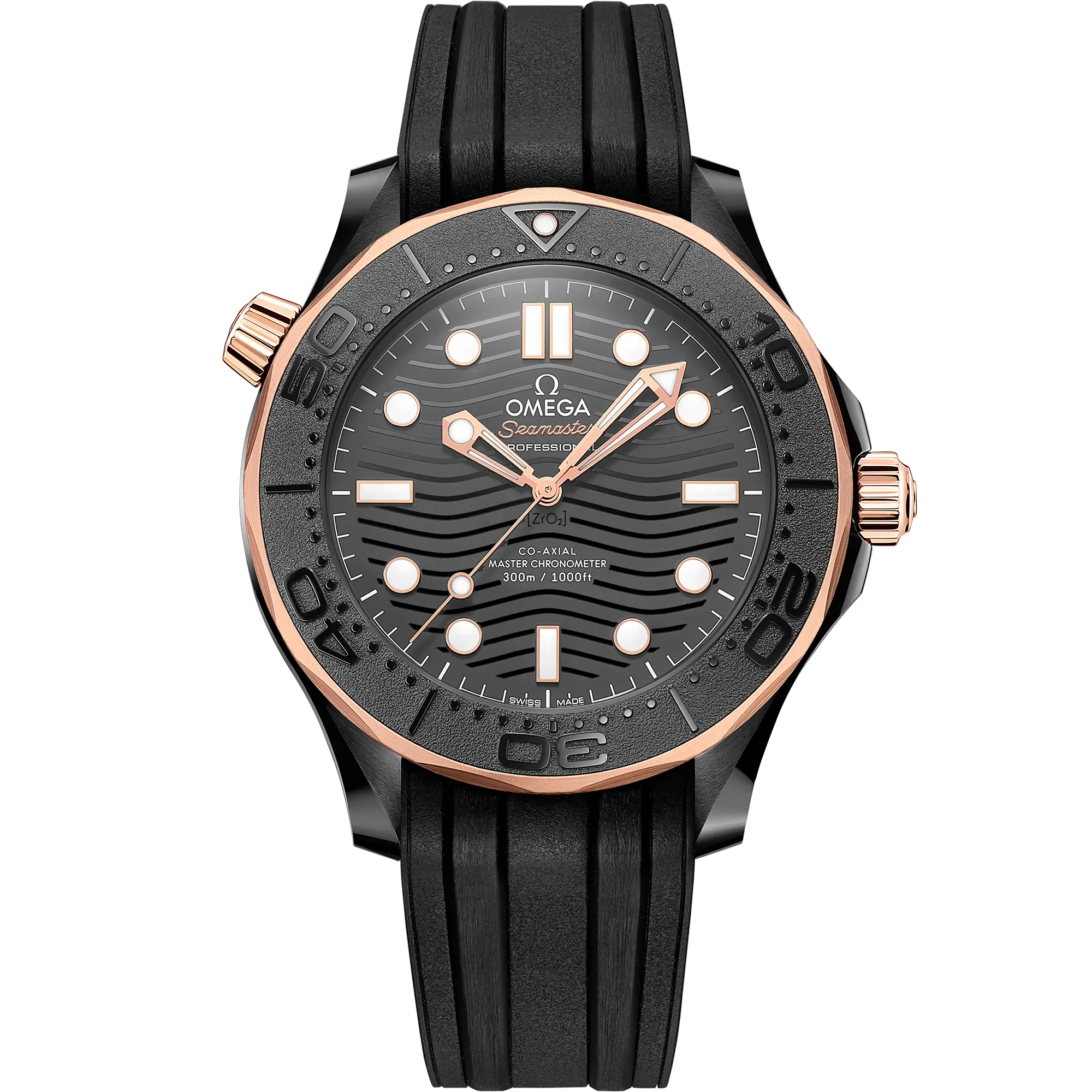 Omega Seamaster Diver 300M 43.5 mm, black ceramic on rubber strap