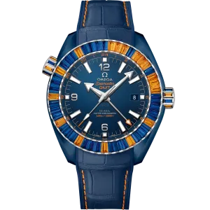 Omega Seamaster Planet Ocean 600M 45.5 mm, blue ceramic on leather strap