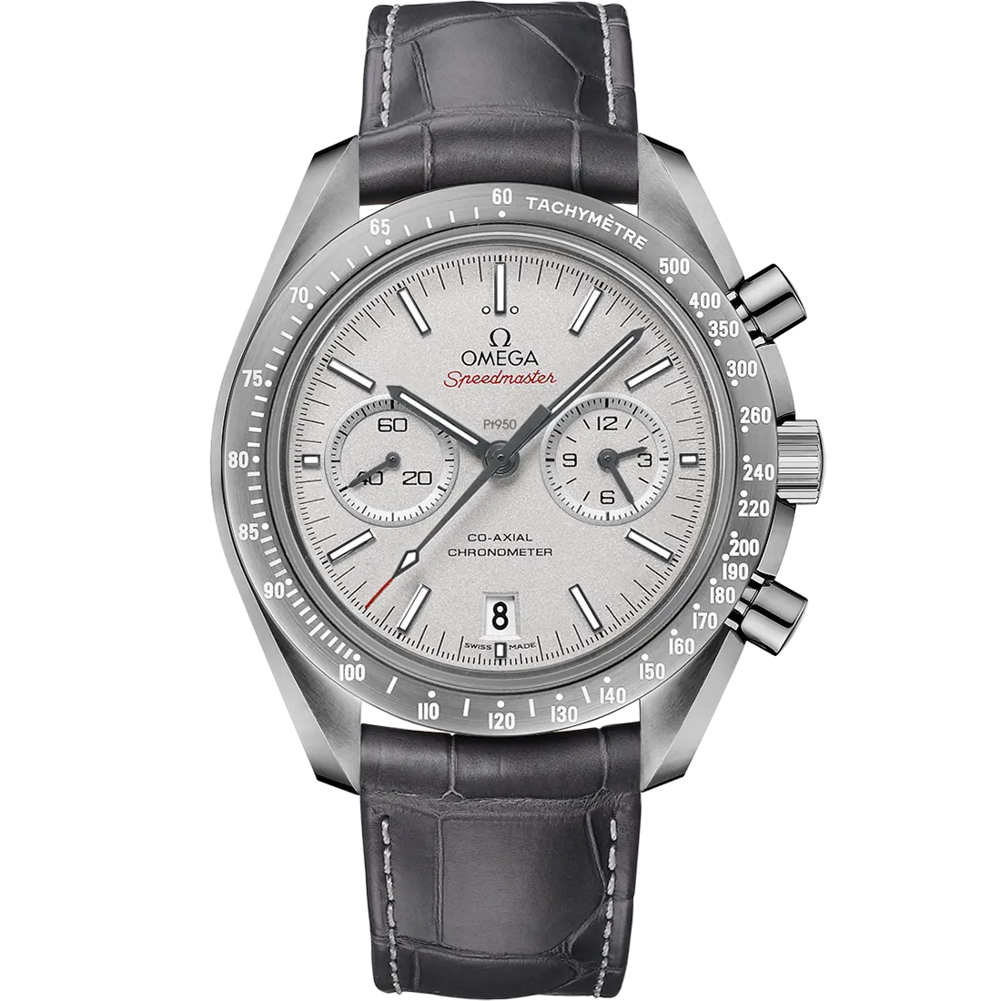 Omega Speedmaster Dark Side of the Moon 44.25 mm, grey ceramic on leather strap