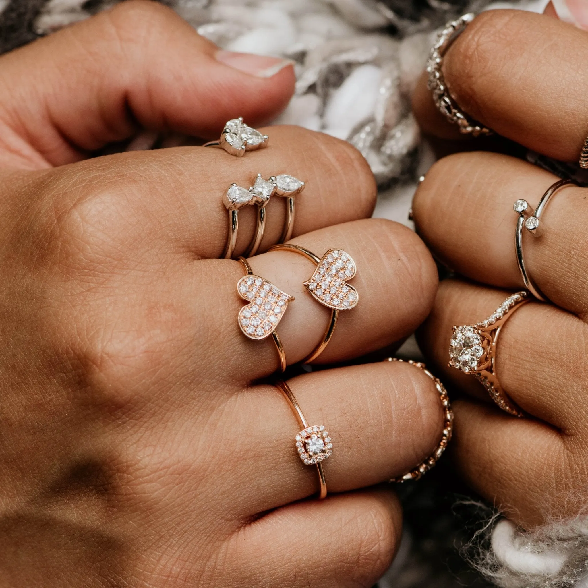 Open Diamond Cluster Ring