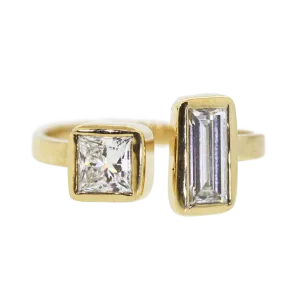 Open Shank Princess & Emerald Cut Diamonds Engagement Ring