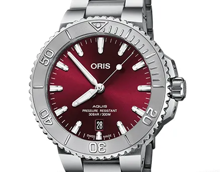 Oris Aquis Date Relief Watch with Cherry Dial, 41.50mm