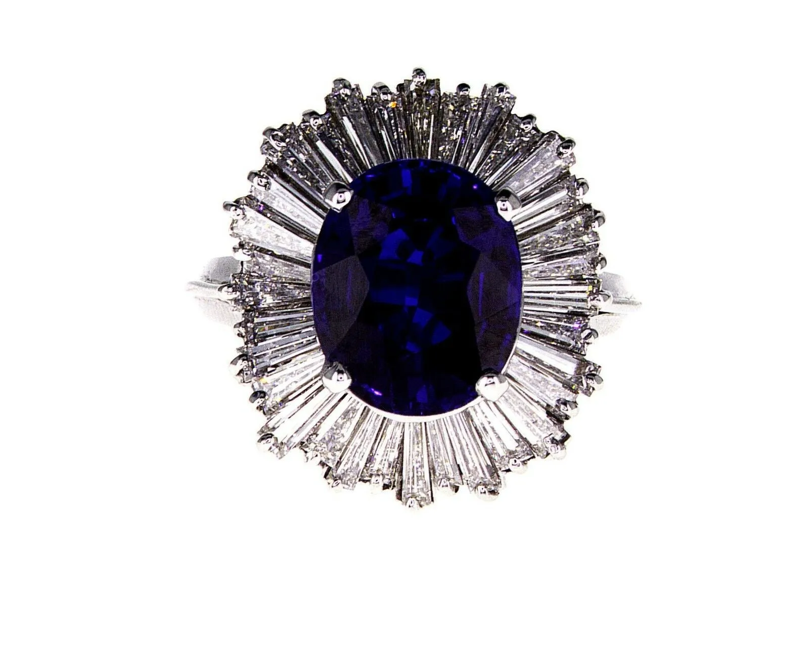 Oval Cut Blue Sapphire Diamond Ring 7.66 CT GAL Certified 14k White Gold Lady's