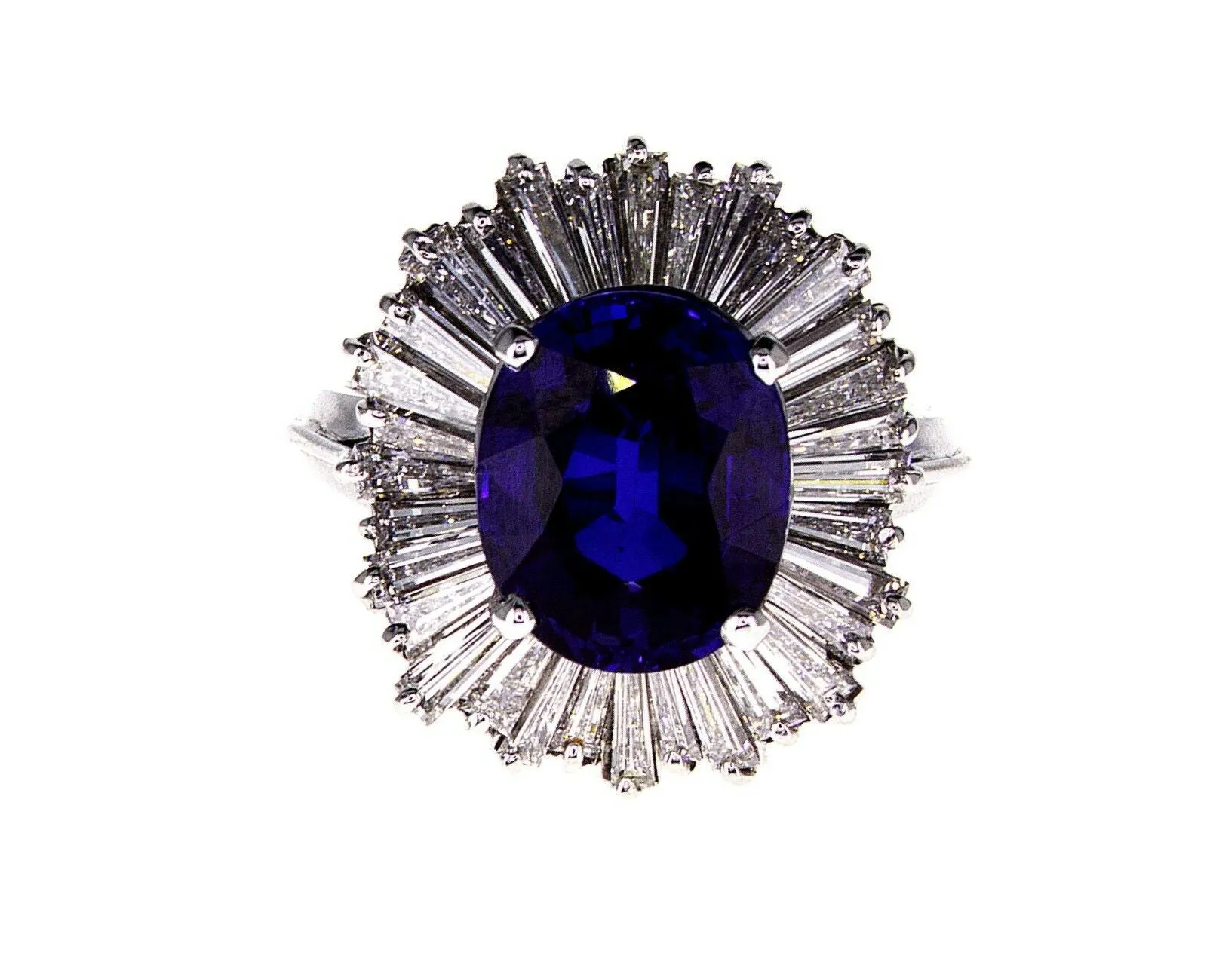 Oval Cut Blue Sapphire Diamond Ring 7.66 CT GAL Certified 14k White Gold Lady's