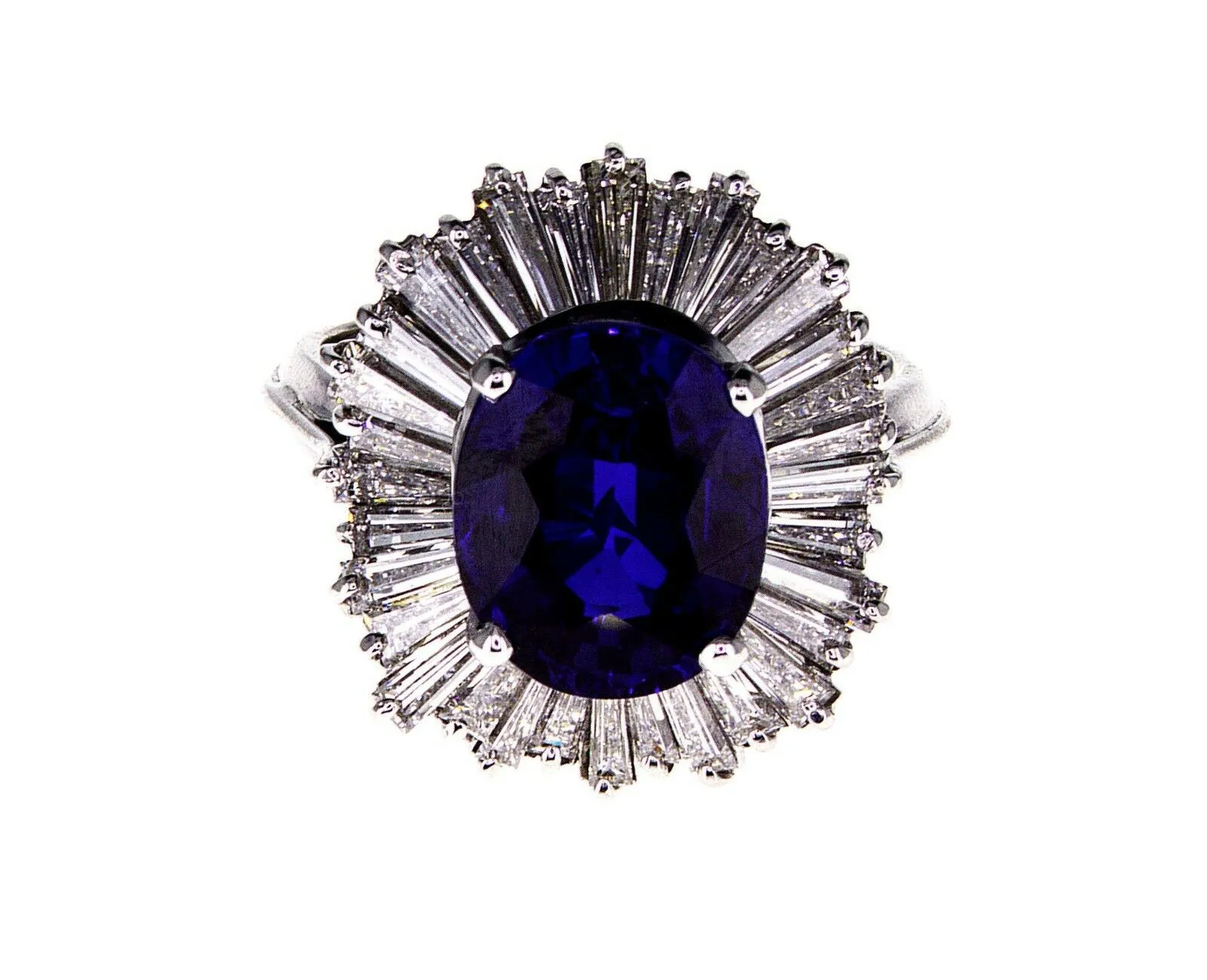 Oval Cut Blue Sapphire Diamond Ring 7.66 CT GAL Certified 14k White Gold Lady's