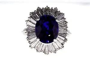 Oval Cut Blue Sapphire Diamond Ring 7.66 CT GAL Certified 14k White Gold Lady's