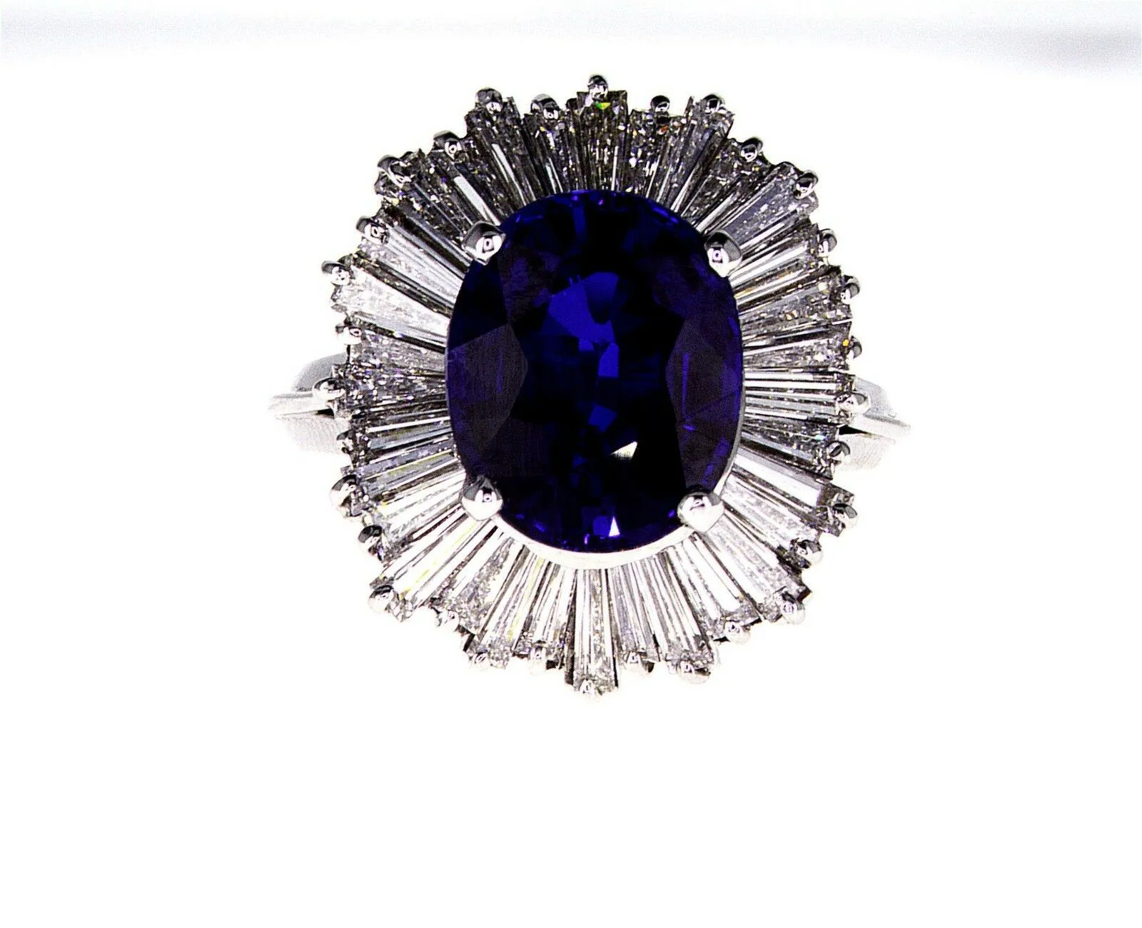 Oval Cut Blue Sapphire Diamond Ring 7.66 CT GAL Certified 14k White Gold Lady's