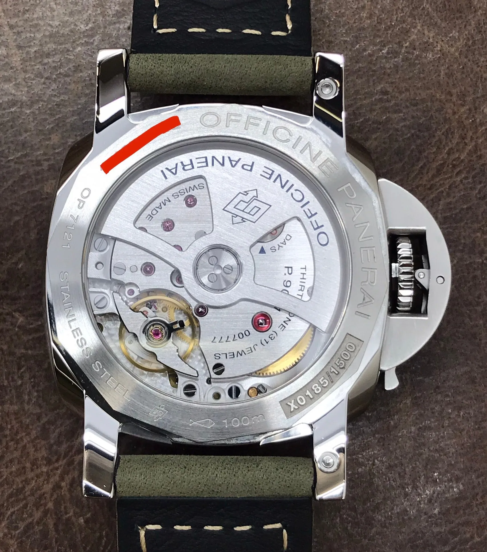 Panerai Luminor 1950 GMT 3 Days PAM01535 Black Waffle Dial Automatic Men's Watch