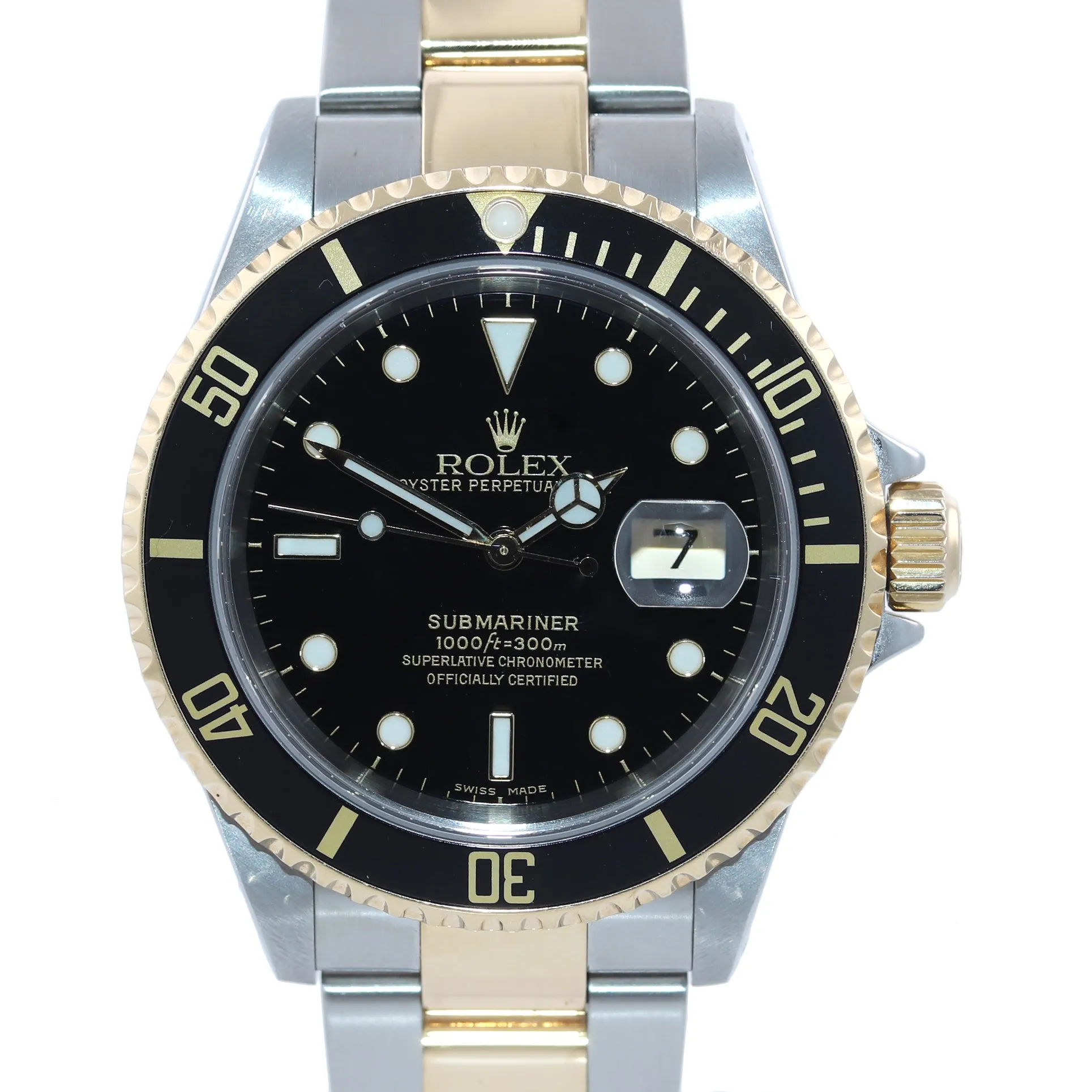 PAPERS 2018 RSC Rolex Submariner 16613 18k Gold Steel Two Tone Black 40mm Watch