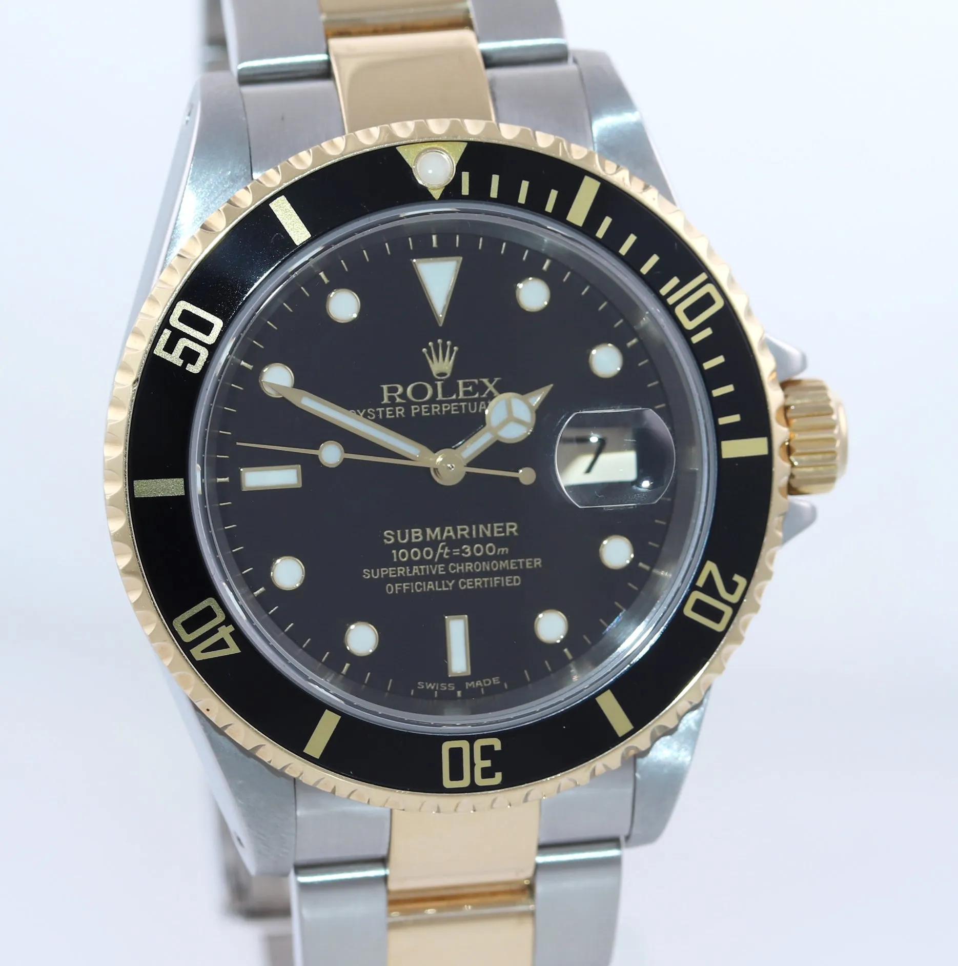 PAPERS 2018 RSC Rolex Submariner 16613 18k Gold Steel Two Tone Black 40mm Watch