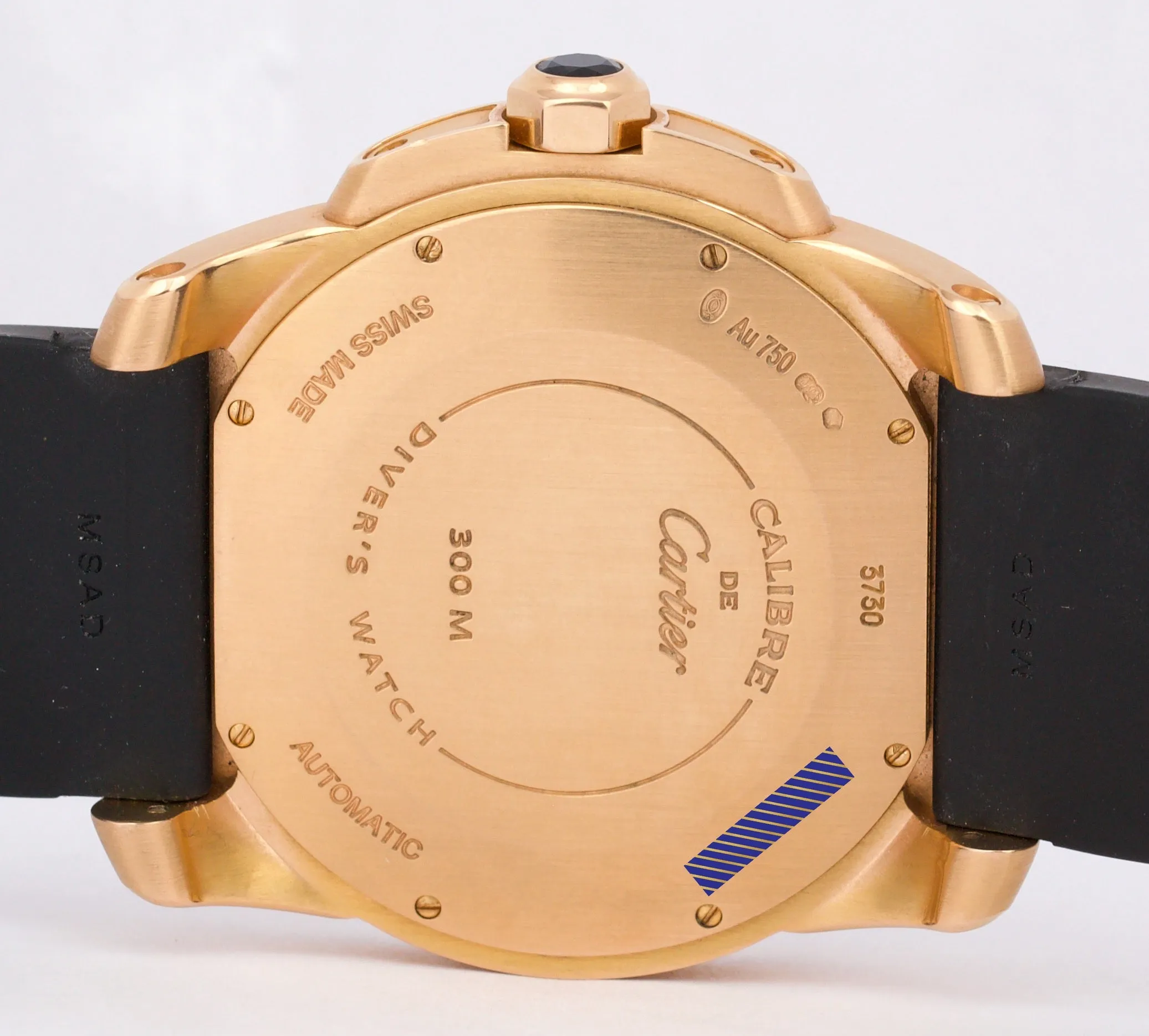 PAPERS Cartier Calibre 42mm 18K ROSE GOLD Black Rubber 3730 / W7100052 Watch BOX