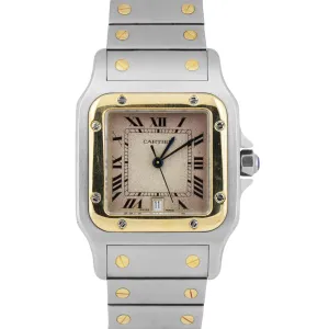 PAPERS Ladies Cartier Santos Galbee 29mm Roman 18K Gold Steel Quartz 187901 BOX