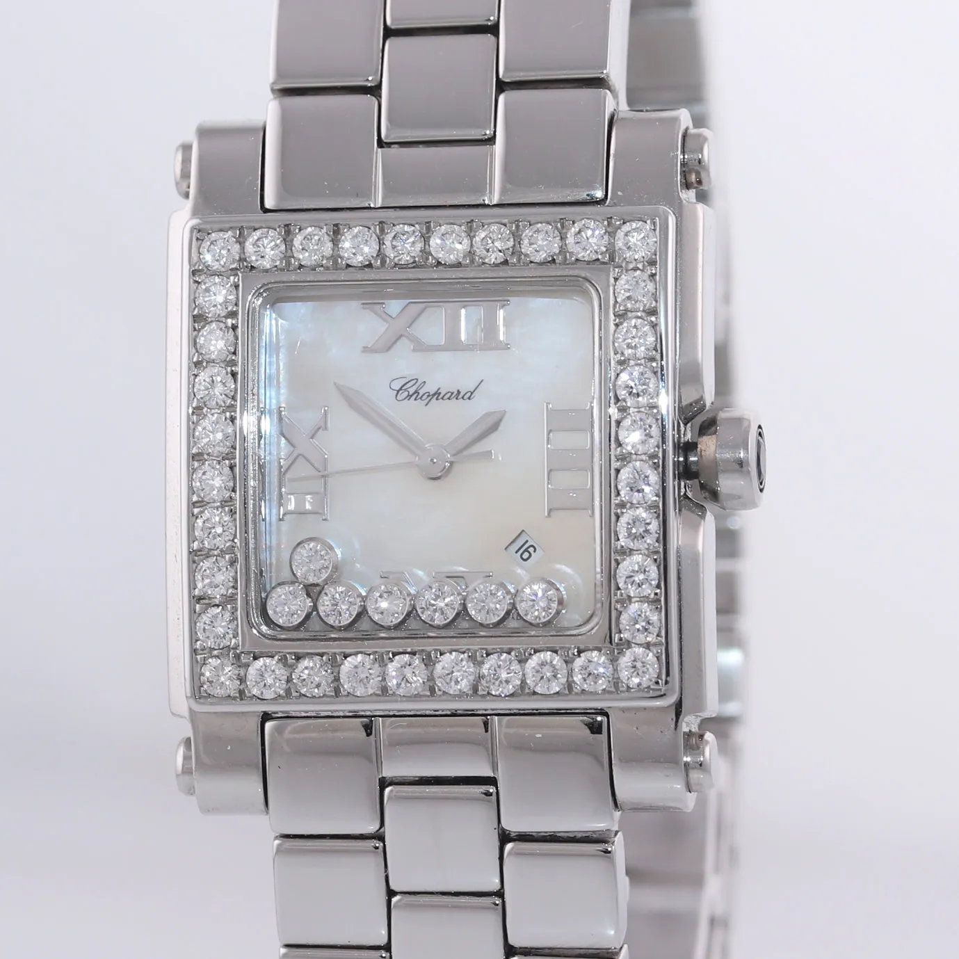 PAPERS Ladies Chopard Happy Sport 7 Diamond 278496-3001 30mm Quartz MOP Watch