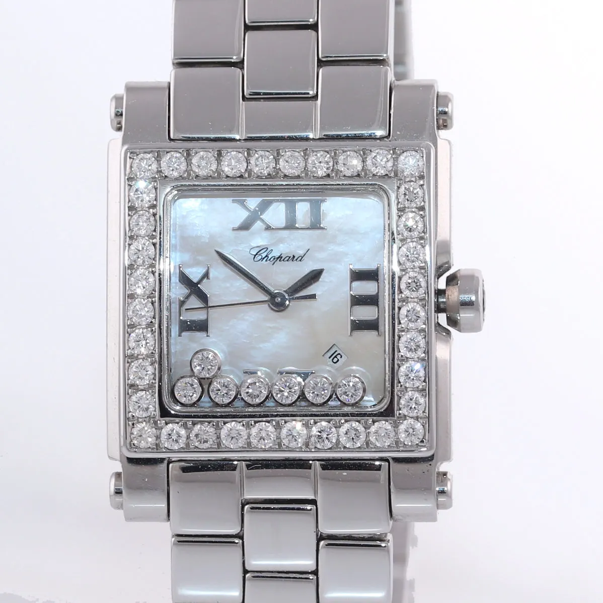 PAPERS Ladies Chopard Happy Sport 7 Diamond 278496-3001 30mm Quartz MOP Watch