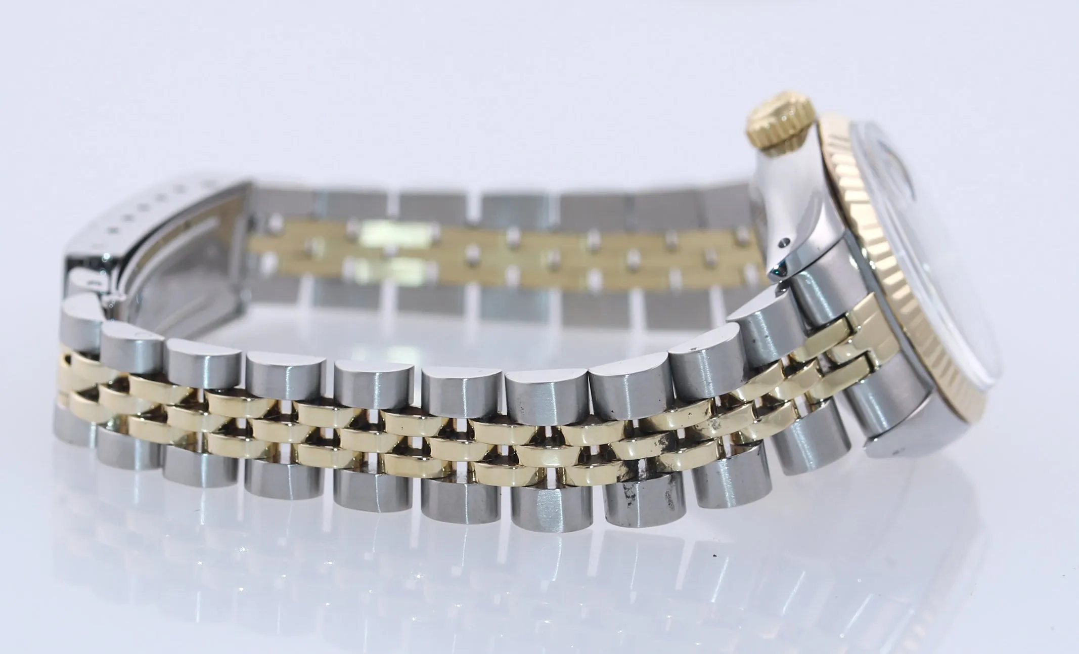 PAPERS Ladies Rolex 6917 Two Tone 18k Gold Jubilee Band 26mm Silver Stick Watch