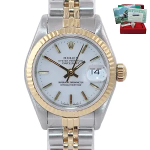 PAPERS Ladies Rolex 69173 Two Tone 18k Gold White Dial  26mm Jubilee Watch Box