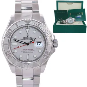 PAPERS MINT 2008 Rolex Yacht-Master 16622 Steel Platinum Engraved Rehaut Watch