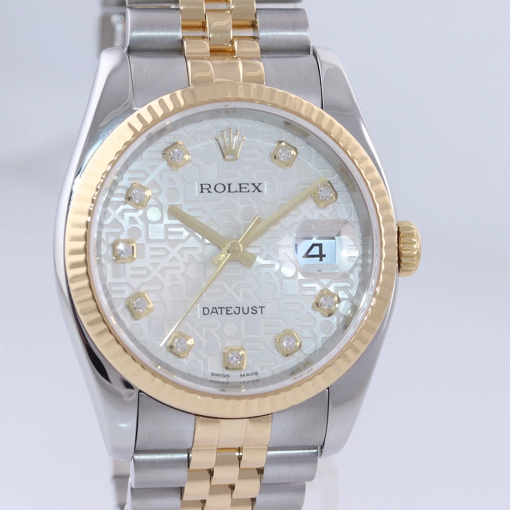 PAPERS Rolex DateJust Jubilee 36mm Silver Diamond 116233 18k Gold Two Tone Watch