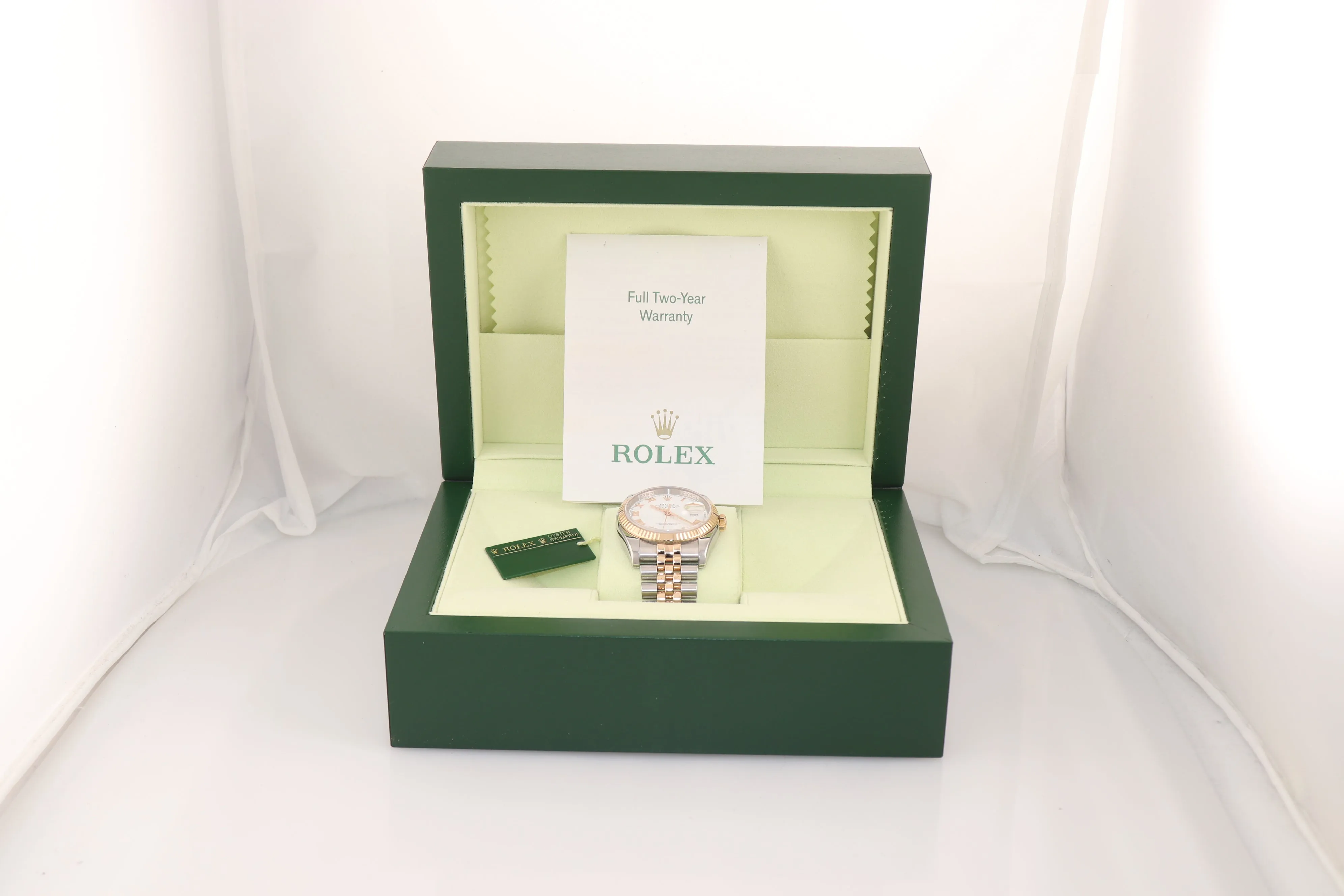 PAPERS Rolex DateJust Jubilee Band 36mm 116231 18k ROSE GOLD White Roman Watch