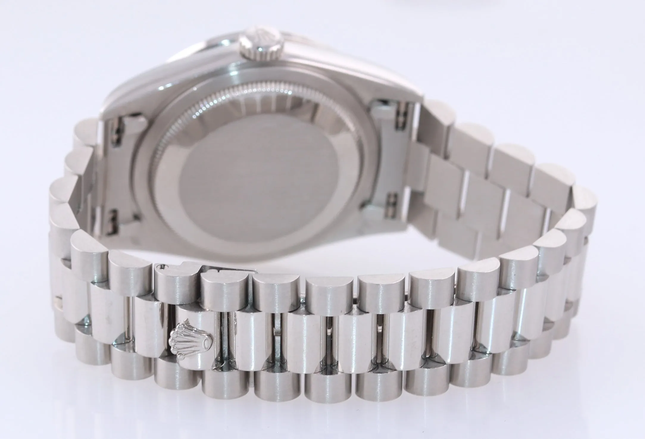 PAPERS Rolex Day-Date President 18346 Silver Diamond Bezel 36 Platinum Watch RSC