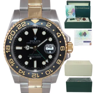 PAPERS Rolex GMT-Master 2 Ceramic 116713 Black Green Two Tone Steel Gold Watch