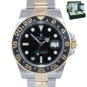 PAPERS Rolex GMT-Master 2 Ceramic 116713 Black Green Two Tone Steel Gold Watch