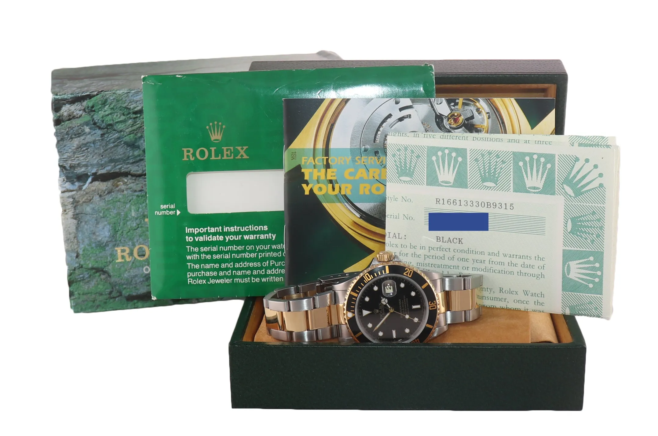 PAPERS Rolex Submariner 16613 Two Tone Steel Yellow Gold Black 40mm Watch Box