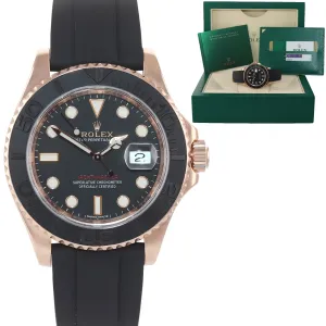 PAPERS Rolex Yacht-Master 116655 18k Everose 40mm Black Oysterflex Watch Box
