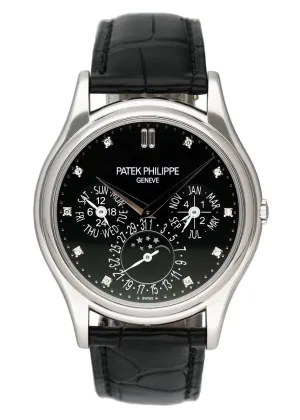 Patek Philippe Grand Complications 5140P Diamond Black Dial Mens Watch Box Papers