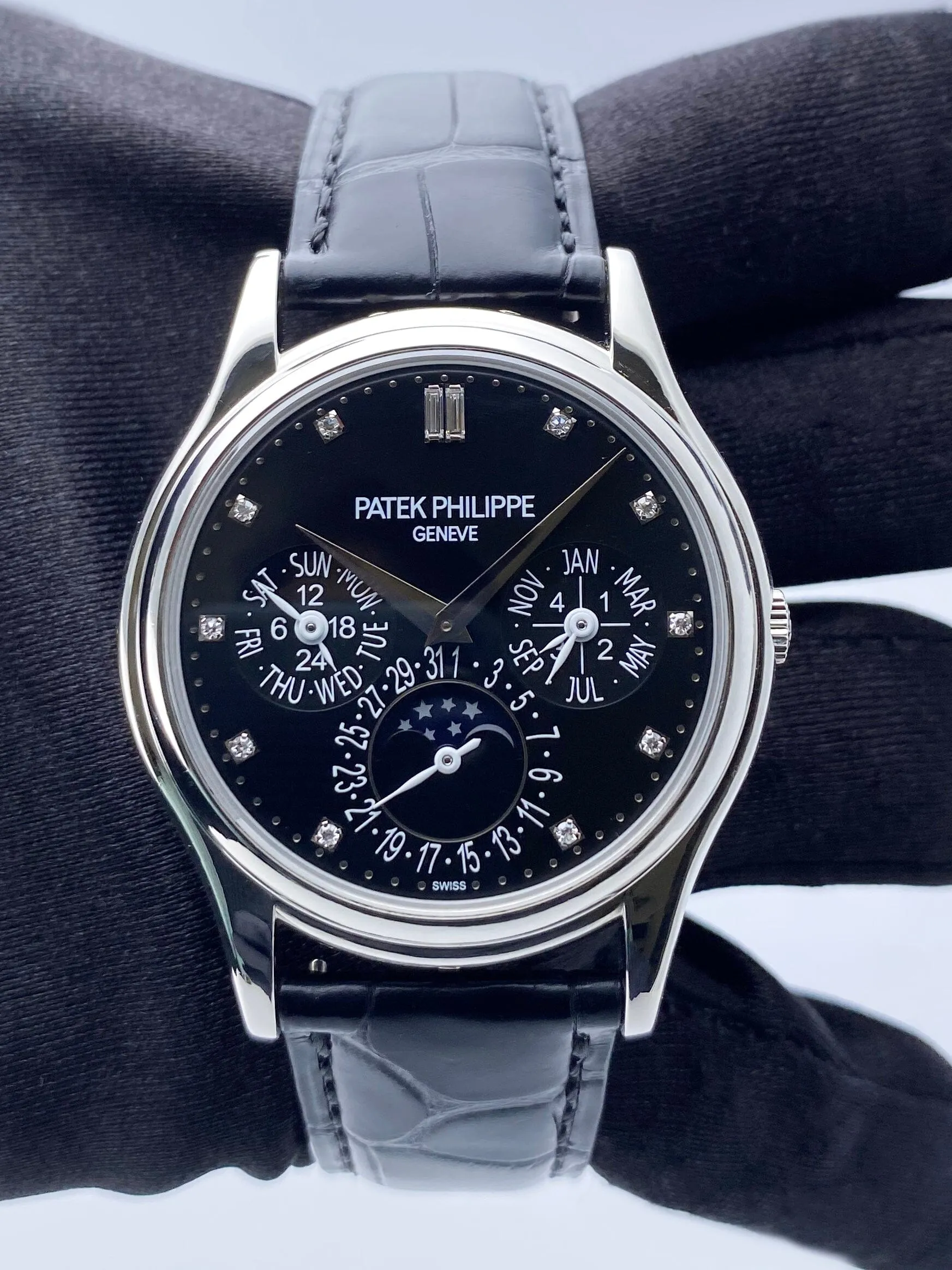 Patek Philippe Grand Complications 5140P Diamond Black Dial Mens Watch Box Papers
