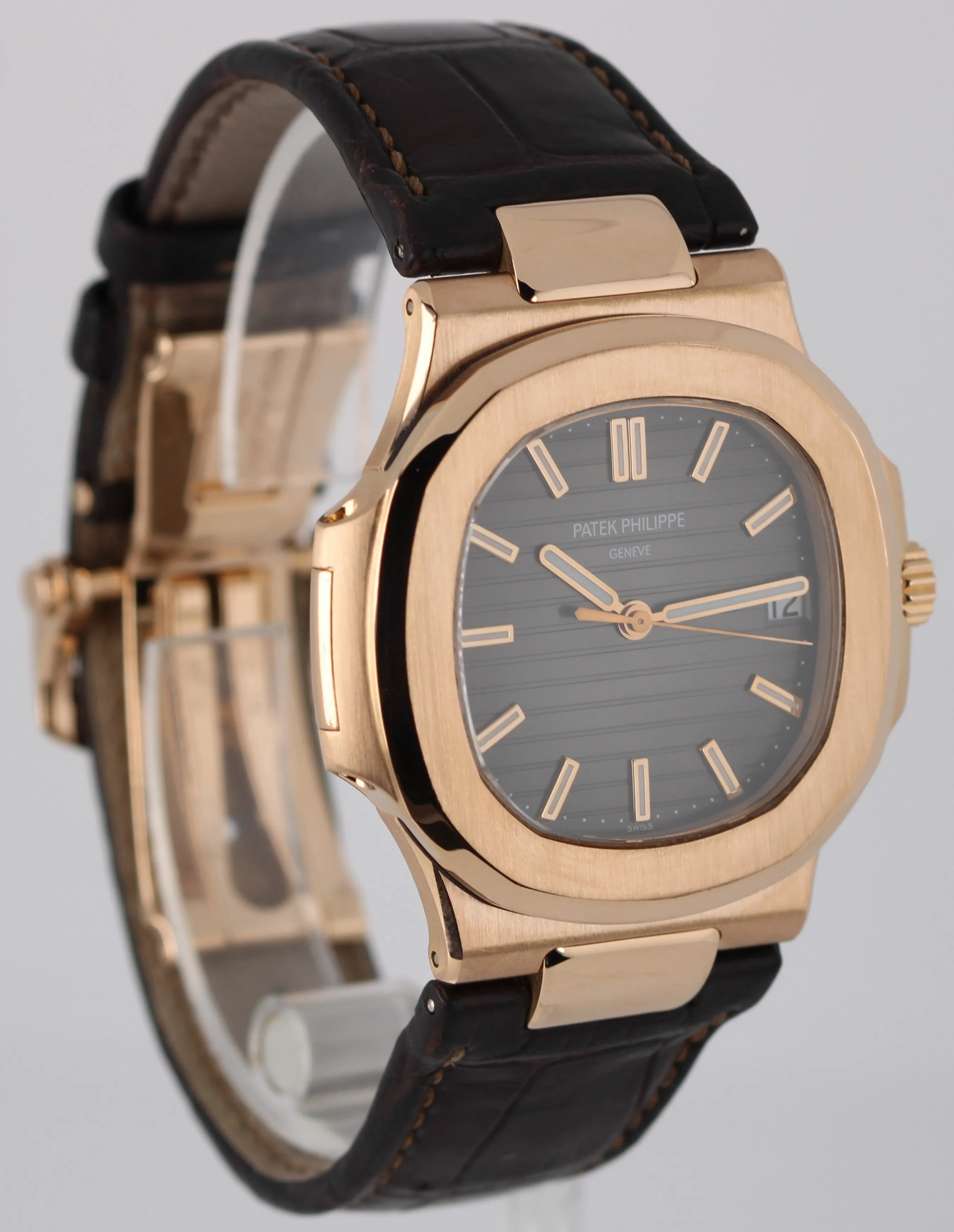 Patek Philippe Nautilus PAPERS 18k Rose Gold Gray 40mm 5711R-001 Watch BOX