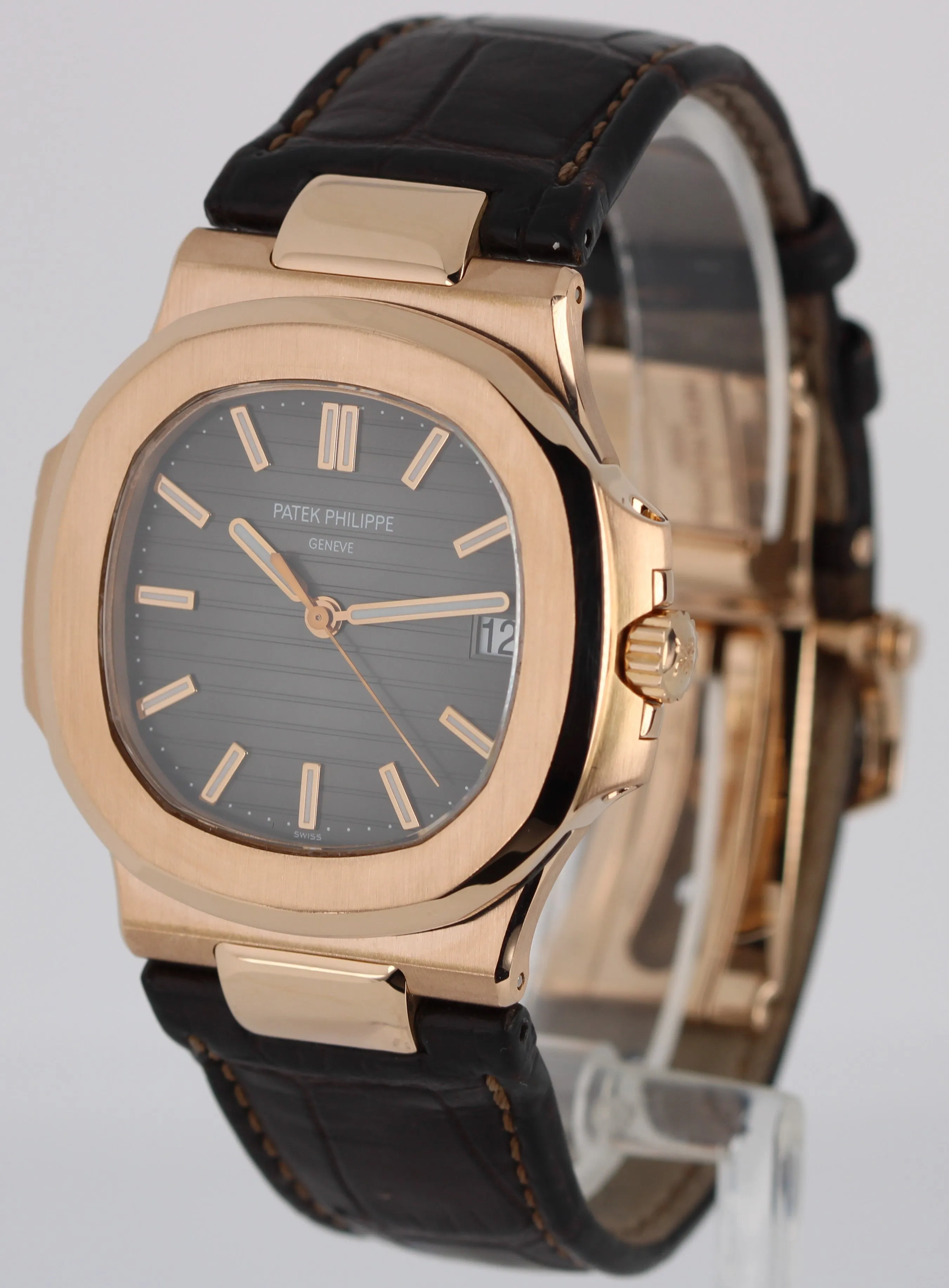 Patek Philippe Nautilus PAPERS 18k Rose Gold Gray 40mm 5711R-001 Watch BOX