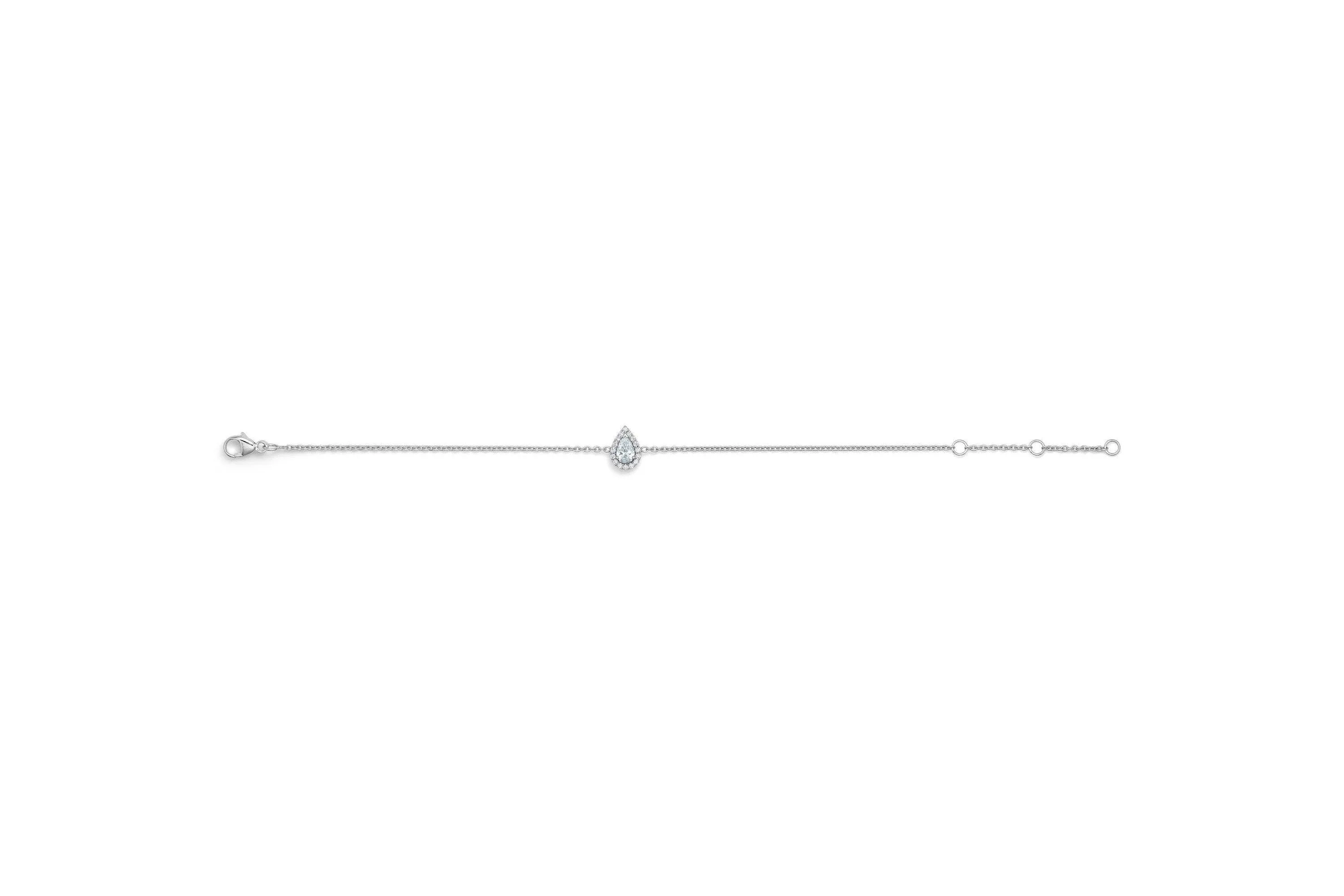 Pear moissanite white gold vintage unique Diamond Halo Bracelet Elegant Delicate Solitaire Dainty Fancy Wedding anniversary gift for Women