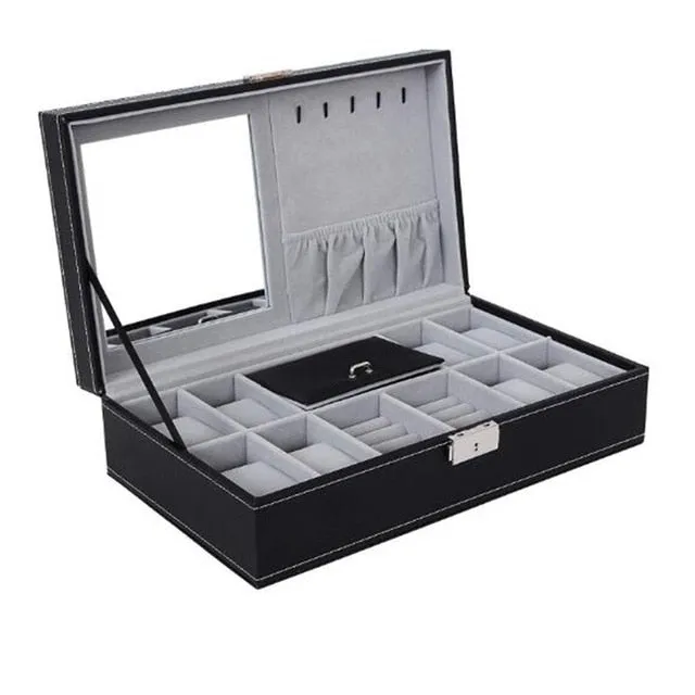 PU Leather Watch Holder Organizer With Lock for Quartz Watches Jewelry Boxes