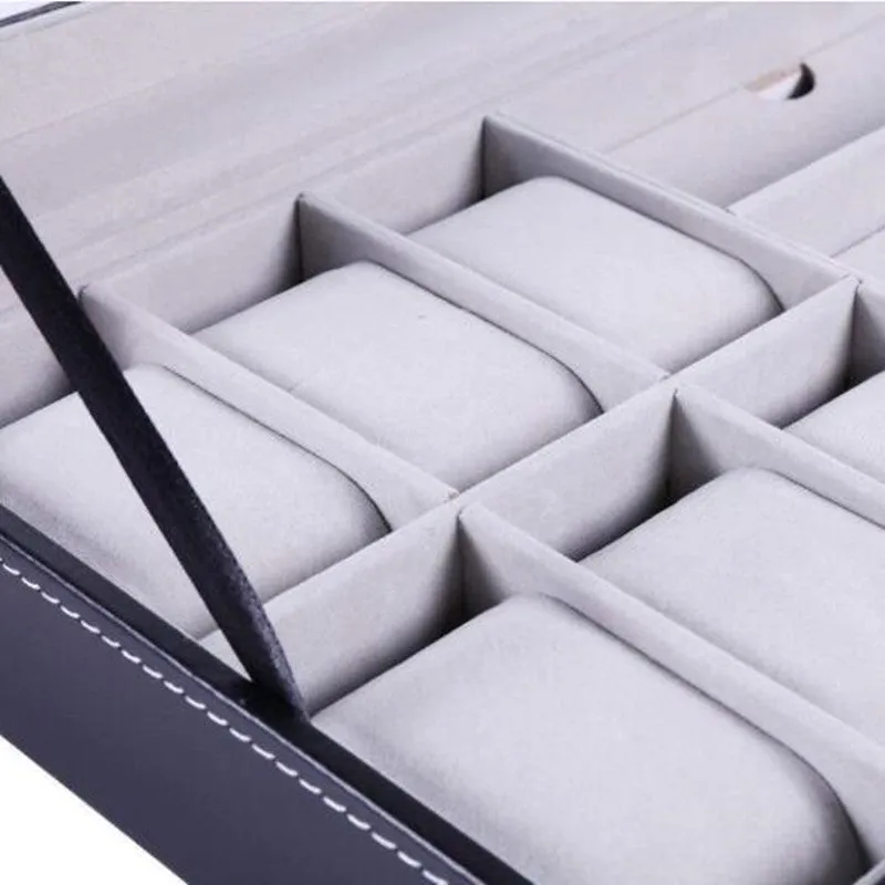 PU Leather Watch Holder Organizer With Lock for Quartz Watches Jewelry Boxes