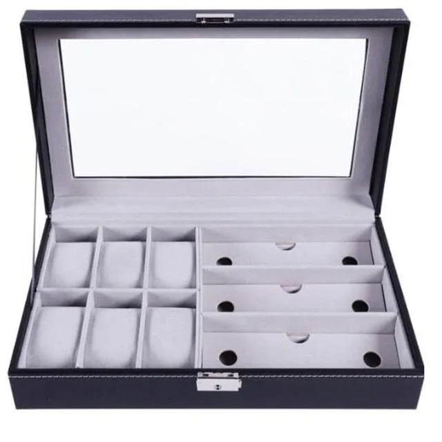 PU Leather Watch Holder Organizer With Lock for Quartz Watches Jewelry Boxes