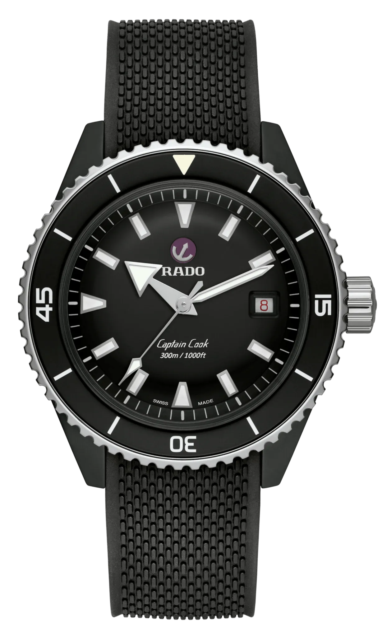 RADO Captain Cook Black High-Tech Ceramic Diver 43mm Rubber Strap Men's Watch R32129158