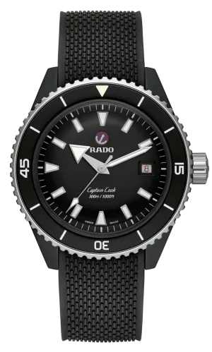 RADO Captain Cook Black High-Tech Ceramic Diver 43mm Rubber Strap Men's Watch R32129158
