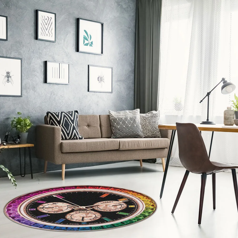 Rainbow Daytona Black/Gold Graphic Area / Throw Rug