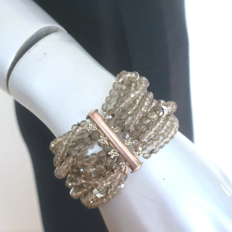Ralph Lauren Beaded Multi Strand Bracelet Gray