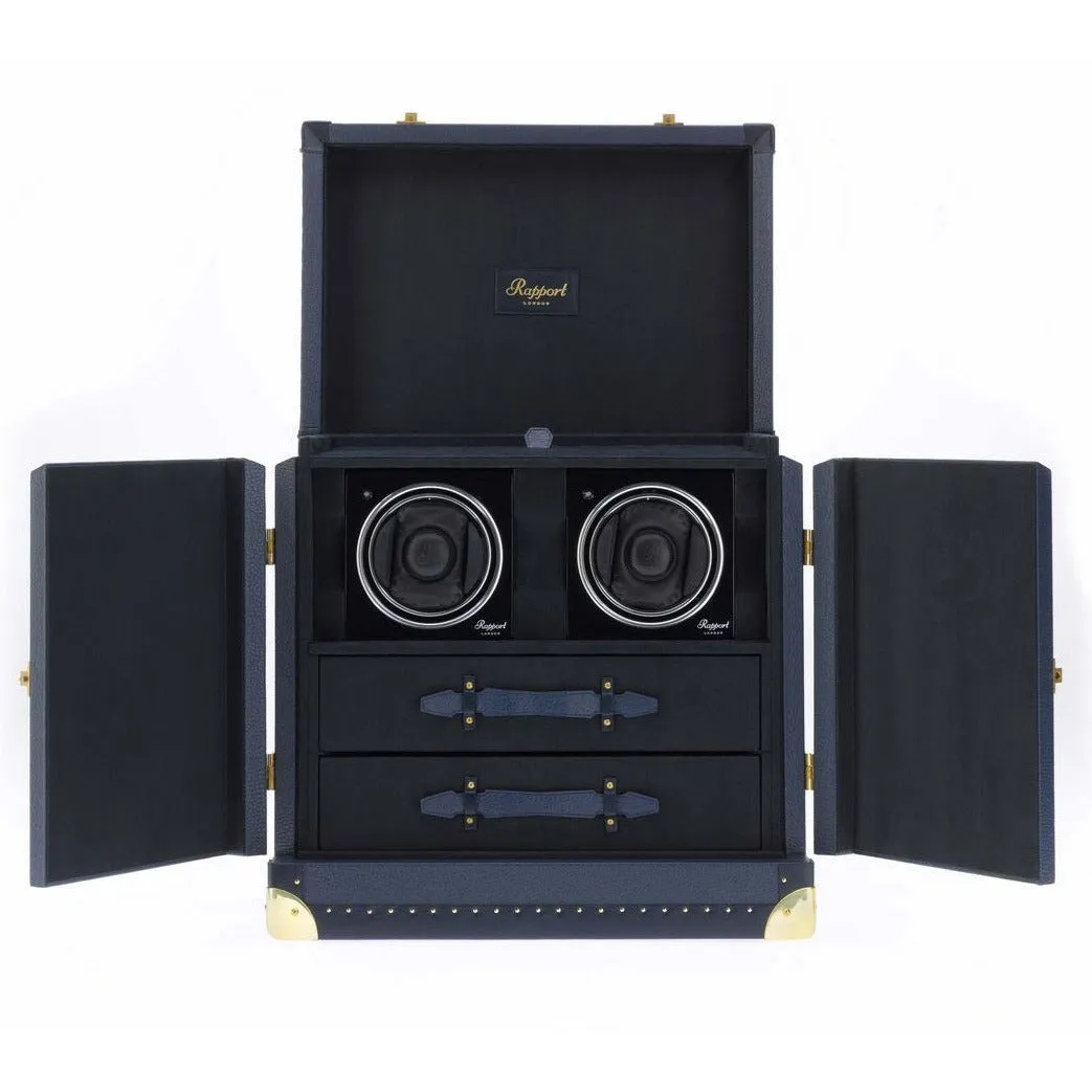 Rapport - Cambridge Watch Winder Trunk in Blue Leather | TR05