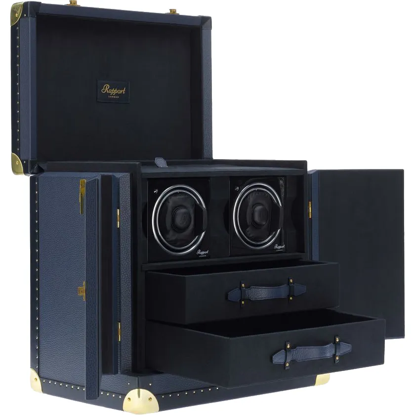 Rapport - Cambridge Watch Winder Trunk in Blue Leather | TR05