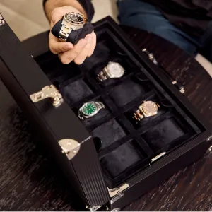 Rapport - Nova 10 Watch Briefcase in Black Leather | D344