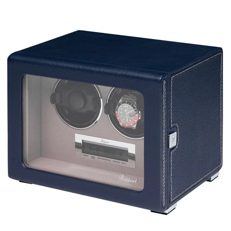 Rapport - Quantum Double Watch Winder in Blue Leather | W632