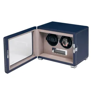 Rapport - Quantum Double Watch Winder in Blue Leather | W632