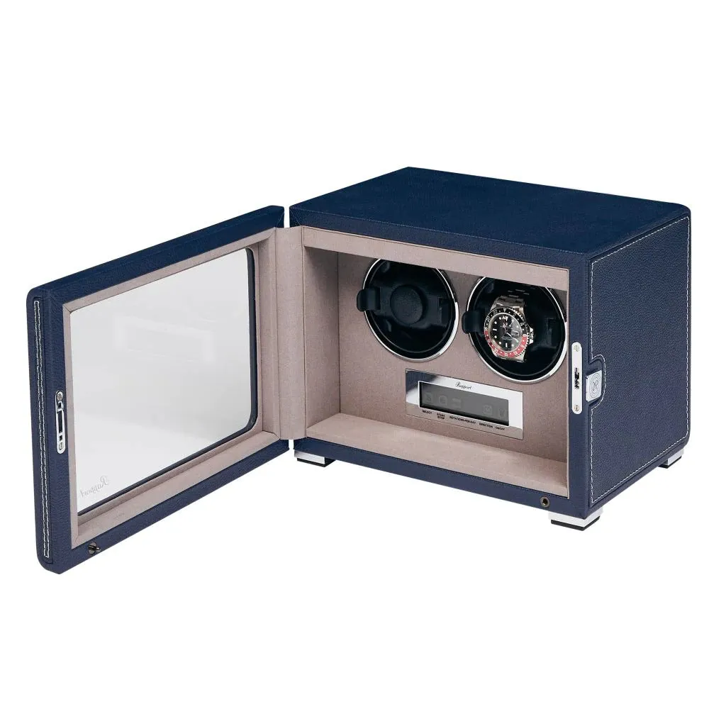 Rapport - Quantum Double Watch Winder in Blue Leather | W632
