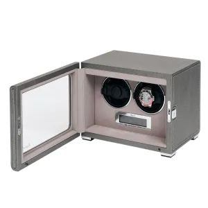 Rapport - Quantum Double Watch Winder in Silver Leather | W622