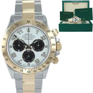 RARE Rolex Daytona 116523 White Panda 18k Yellow Gold Two Tone Watch REHAUT